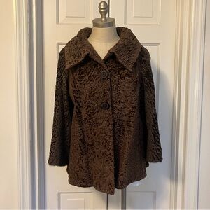 Vintage Real Curly Lamb Fur Coat Jacket Karakul Swakara M
